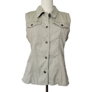 Columbia Corduroy Vest Ivory Beige Womens M Outdoors Minimalist Hippie Neutral